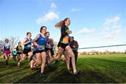 7 December 2014; Clodagh O'Reilly, Annalee AC, leads the field on her way to winning the Girl's U19 race at the GloHealth Novice and Juvenile Uneven Age Cross Country Championships. Santry Demesne, Santry, Dublin. Picture credit: Pat Murphy / SPORTSFILE