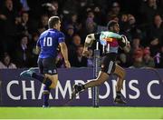 7 December 2014; Aseli Tikoirotuma, Harlequins, races clear to score his side's second try. European Rugby Champions Cup 2014/15, Pool 2, Round 3, Harlequins v Leinster. Twickenham Stoop, Twickenham, London, England. Picture credit: Stephen McCarthy / SPORTSFILE