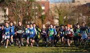 7 December 2014; A view of the start of the Boy's U11 race at the GloHealth Novice and Juvenile Uneven Age Cross Country Championships. Santry Demesne, Santry, Dublin. Picture credit: Pat Murphy / SPORTSFILE