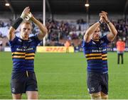 7 December 2014; Jamie Heaslip, right, and Darragh Fanning, Leinster, following their side's defeat. European Rugby Champions Cup 2014/15, Pool 2, Round 3, Harlequins v Leinster. Twickenham Stoop, Twickenham, London, England. Picture credit: Stephen McCarthy / SPORTSFILE