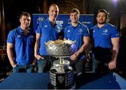 8 December 2014; Leinster players, from left, Luke McGrath, Darragh Fanning, Brendan Macken and Cian Healy at the Bank of Ireland Leinster Schools Cup Draw in association with Beauchamps Solicitors. House of Lords, Bank of Ireland, College Green, Dublin. Photo by Sportsfile