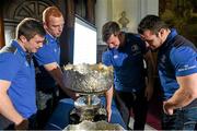 8 December 2014; Leinster players, from left, Luke McGrath, Darragh Fanning, Brendan Macken and Cian Healy at the Bank of Ireland Leinster Schools Cup Draw in association with Beauchamps Solicitors. House of Lords, Bank of Ireland, College Green, Dublin. Photo by Sportsfile