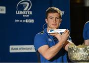 8 December 2014; Luke McGrath pulls out the name of St. Mary's College during the Bank of Ireland Leinster Schools Cup Draw in association with Beauchamps Solicitors. House of Lords, Bank of Ireland, College Green, Dublin. Photo by Sportsfile