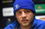 9 December 2014; Leinster's Ian Madigan during a press conference ahead of their European Champions Cup, Pool 2, match against Harlequins on Saturday. Leinster Rugby Press Conference, Leinster Rugby HQ, UCD, Belfield, Dublin. Picture credit: Pat Murphy / SPORTSFILE