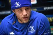 9 December 2014; Leinster's Ian Madigan during a press conference ahead of their European Champions Cup, Pool 2, match against Harlequins on Saturday. Leinster Rugby Press Conference, Leinster Rugby HQ, UCD, Belfield, Dublin. Picture credit: Pat Murphy / SPORTSFILE
