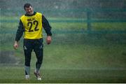 9 December 2014; Connacht's Robbie Henshaw during heavy rainfall at squad training ahead of their European Rugby Challenge Cup match against Bayonne on Saturday. Connacht Rugby Squad Training, The Sportsground, Galway. Picture credit: Diarmuid Greene / SPORTSFILE