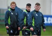 9 December 2014; Connacht players, from left to right, Darragh Leader, Dave Heffernan, and Finlay Bealham during squad training ahead of their European Rugby Challenge Cup match against Bayonne on Saturday. Connacht Rugby Squad Training, The Sportsground, Galway. Picture credit: Diarmuid Greene / SPORTSFILE