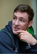 9 December 2014; Connacht's Dave McSharry speaking during a press conference ahead of their European Rugby Challenge Cup match against Bayonne on Saturday. Connacht Rugby Squad Training, The Sportsground, Galway. Picture credit: Diarmuid Greene / SPORTSFILE