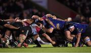 7 December 2014; Harlequins and Leinster packs contest a scrum. European Rugby Champions Cup 2014/15, Pool 2, Round 3, Harlequins v Leinster. Twickenham Stoop, Twickenham, London, England. Picture credit: Stephen McCarthy / SPORTSFILE