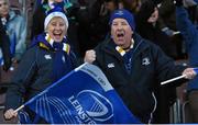 7 December 2014; Leinster supporters Sarah and Mike Whelan urge on their side. European Rugby Champions Cup 2014/15, Pool 2, Round 3, Harlequins v Leinster. Twickenham Stoop, Twickenham, London, England. Picture credit: Stephen McCarthy / SPORTSFILE