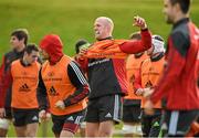 10 December 2014; Munster's Paul O'Connell puts on his bib during squad training ahead of their European Rugby Champions Cup 2014/15, Pool 1, Round 4, match against ASM Clermont Auvergne on Sunday. Munster Rugby Squad Training, University of Limerick, Limerick. Picture credit: Diarmuid Greene / SPORTSFILE
