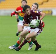 5 August 2007; Jonathan Ryan, Galway, in action against Diarmuid McInerney, Carlow. ESB All-Ireland Minor Football Championship Quater-Final, Galway v Carlow, O'Connor Park, Tullamore, Co. Offaly. Picture credit; Oliver McVeigh / SPORTSFILE