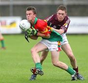 5 August 2007; Billy O'Connor, Carlow, in action against Conor Doherty, Galway. ESB All-Ireland Minor Football Championship Quater-Final, Galway v Carlow, O'Connor Park, Tullamore, Co. Offaly. Picture credit; Oliver McVeigh / SPORTSFILE