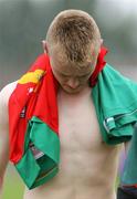 5 August 2007; A dejected Alan Callinan, Carlow, after the final whistle. ESB All-Ireland Minor Football Championship Quater-Final, Galway v Carlow, O'Connor Park, Tullamore, Co. Offaly. Picture credit; Oliver McVeigh / SPORTSFILE