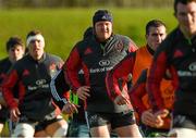 10 December 2014; Munster players, from left to right, Dave O'Callaghan, Robin Copeland, Stephen Archer, JJ Hanrahan and Peter O'Mahony in action during squad training ahead of their European Rugby Champions Cup 2014/15, Pool 1, Round 4, match against ASM Clermont Auvergne on Sunday. Munster Rugby Squad Training, University of Limerick, Limerick. Picture credit: Diarmuid Greene / SPORTSFILE