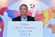 10 December 2014; Joe Schmidt, Ireland rugby head coach, and Philips Sports Manager of the Year 2014. Shelbourne Hotel, Dublin. Picture credit: Matt Browne / SPORTSFILE