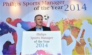 10 December 2014; Joe Schmidt, Ireland rugby head coach, and Philips Sports Manager of the Year 2014. Shelbourne Hotel, Dublin. Picture credit: Matt Browne / SPORTSFILE