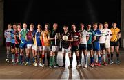 10 December 2014; Sigerson Cup players, from left, Barry O'Farrell, GMIT, John Heslin, UCD,  Tiernan Daly, Trinity, Kieran Kilcline, Athlone, Eamonn Kiely, UL, Cormac Costello, St. Pats Drumcondra / Mater Dei, Shane Murphy, IT Carlow, Graham Geraghty, IT Blanchardstown, Ryan McHugh, IT Sligo, Aidan Forker, St. Marys Belfast, Paul O'Donoghue, IT Tralee, David Hyland, NUI Maynooth, Ciaran Reddin, DIT, Michael Cunningham, Queens, Donal O'Sullivan, NUI Galway, and Tom Flynn, DCU, in attendance at the launch of the Independent.ie Higher Education GAA Senior Championships at Croke Park, Dublin. Picture credit: Stephen McCarthy / SPORTSFILE