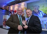 10 December 2014; Ireland rugby head coach Joe Schmidt, right, and Ireland women's rugby coach Philip Doyle at the the Philips Sports Manager of the Year 2014 awards. Shelbourne Hotel, Dublin. Picture credit: Matt Browne / SPORTSFILE