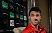 10 December 2014; Munster's Conor Murray during a press conference ahead of their European Rugby Champions Cup 2014/15, Pool 1, Round 4, match against ASM Clermont Auvergne on Sunday. Munster Rugby Press Conference, Castletroy Park Hotel, Limerick. Picture credit: Diarmuid Greene / SPORTSFILE