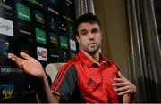 10 December 2014; Munster's Conor Murray during a press conference ahead of their European Rugby Champions Cup 2014/15, Pool 1, Round 4, match against ASM Clermont Auvergne on Sunday. Munster Rugby Press Conference, Castletroy Park Hotel, Limerick. Picture credit: Diarmuid Greene / SPORTSFILE