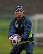 9 December 2014; Connacht's Bundee Aki during in action during squad training ahead of their European Rugby Challenge Cup match against Bayonne on Saturday. Connacht Rugby Squad Training, The Sportsground, Galway. Picture credit: Diarmuid Greene / SPORTSFILE