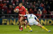 6 December 2014; Simon Zebo, Munster, is tackled by Julien Bonnaire, ASM Clermont Auvergne. European Rugby Champions Cup 2014/15, Pool 1, Round 3, Munster v ASM Clermont Auvergne, Thomond Park, Limerick. Picture credit: Brendan Moran / SPORTSFILE