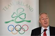 11 December 2014; The Olympic Council of Ireland has announced the Team Ireland Leaders for Rio 2016 Olympic Games. Among the 17 Team Ireland Leaders are European Ryder Cup captain Paul McGinley, Golf, Kevin Ankrom, Athletics, Joseph Hennigan, Boxing, Brian Nugent, Cycling, Sally Filmer, Gymnastics, Mike Heskin, Hockey and Peter Banks, Swimming. Michael Ring, T.D., Minister of State for Sport and Tourism, also announced a special allocation of €1million to support qualification, preparation and participation for the Rio 2016 Olympic and Paralympic Games. In attendance at the announcement is Michael Ring, T.D., Minister of State for Sport and Tourism. Westbury Hotel, Dublin Picture credit: Brendan Moran / SPORTSFILE