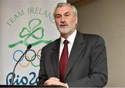 11 December 2014; The Olympic Council of Ireland has announced the Team Ireland Leaders for Rio 2016 Olympic Games. Among the 17 Team Ireland Leaders are European Ryder Cup captain Paul McGinley, Golf, Kevin Ankrom, Athletics, Joseph Hennigan, Boxing, Brian Nugent, Cycling, Sally Filmer, Gymnastics, Mike Heskin, Hockey and Peter Banks, Swimming. Michael Ring, T.D., Minister of State for Sport and Tourism, also announced a special allocation of €1million to support qualification, preparation and participation for the Rio 2016 Olympic and Paralympic Games. In attendance at the announcement is Kieran Mulvey, Chairman of the Irish Sports Council. Westbury Hotel, Dublin Picture credit: Brendan Moran / SPORTSFILE