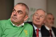 11 December 2014; The Olympic Council of Ireland has announced the Team Ireland Leaders for Rio 2016 Olympic Games. Among the 17 Team Ireland Leaders are European Ryder Cup captain Paul McGinley, Golf, Kevin Ankrom, Athletics, Joseph Hennigan, Boxing, Brian Nugent, Cycling, Sally Filmer, Gymnastics, Mike Heskin, Hockey and Peter Banks, Swimming. Michael Ring, T.D., Minister of State for Sport and Tourism, also announced a special allocation of €1million to support qualification, preparation and participation for the Rio 2016 Olympic and Paralympic Games. In attendance at the announcement European Ryder Cup captain and ireland Team Leader for Golf in Rio 2016 Paul McGinley. Westbury Hotel, Dublin Picture credit: Brendan Moran / SPORTSFILE