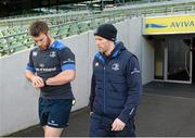 12 December 2014; Injured Leinster player Sean O'Brien emerges for an individual fitness session with Leinster Head of Fitness Daniel Tobin. Leinster Rugby Captain's Run. Aviva Stadium, Lansdowne Road, Dublin Picture credit: Piaras Ó Mídheach / SPORTSFILE
