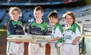 12 December 2014; Eight year old 'stars of the future' Aishling Trainor, Aaron Dalton Jason Gallagher and Aoife Penrose, from Holy Trinity Senior National School, Donaghmede, at the launch of the GAA World Games sponsored by Etihad Airways. Croke Park, Dublin. Picture credit: Ray McManus / SPORTSFILE