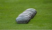 20 November 2014; General view of Rugby balls during the captain's run ahead of their Guinness PRO12, Round 8, game against Ospreys on Friday. Ulster Rugby Captain's Run, Kingspan Stadium, Ravenhill Park, Belfast, Co. Antrim. Picture credit: Oliver McVeigh / SPORTSFILE