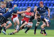 13 December 2014; Mark Kohler, Plymouth Albion, is tackled by Tadhg Beirne, left, Charlie Rock, centre, and Josh van der Flier, Leinster A. British & Irish Cup Round 6. Leinster A v Plymouth Albion, Donnybrook Stadium, Donnybrook, Dublin.  Picture credit: Pat Murphy / SPORTSFILE