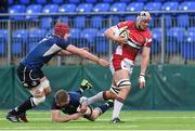 13 December 2014; Ali Bone, Plymouth Albion, is tackled by Josh van der Flier, left, and Steve Crosbie, Leinster A. British & Irish Cup Round 6. Leinster A v Plymouth Albion, Donnybrook Stadium, Donnybrook, Dublin.  Picture credit: Pat Murphy / SPORTSFILE