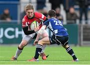 13 December 2014; Josh Davies, Plymouth Albion, is tackled by Charlie Rock, Leinster A. British & Irish Cup Round 6. Leinster A v Plymouth Albion, Donnybrook Stadium, Donnybrook, Dublin.  Picture credit: Pat Murphy / SPORTSFILE