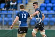 13 December 2014; Jordan Coghlan, Leinster A, is congratulated by team-mate Garry Ringrose after scoring a try. British & Irish Cup Round 6. Leinster A v Plymouth Albion, Donnybrook Stadium, Donnybrook, Dublin.  Picture credit: Pat Murphy / SPORTSFILE