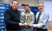 13 December 2014; Leinster's Fergus McFadden with President of Longford RFC Tony Hayden, right, and team captain Ben McManus, left, at Bank of Ireland Provincial Towns Cup Draw, Ballsbridge Hotel, Dublin. Picture credit: Barry Cregg / SPORTSFILE