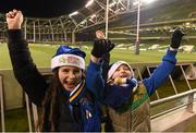 13 December 2014; Leinster supporters Tara, aged 10, and Matthew Behan, aged 11, from Newbridge, Co. Kildare, ahead of the game. European Rugby Champions Cup 2014/15, Pool 2, Round 4, Leinster v Harlequins. Aviva Stadium, Lansdowne Road, Dublin. Photo by Sportsfile