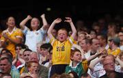 04 August 2007; A young Antrim fan celebrates his sides score. Tommy Murphy Cup Final, Wicklow v Antrim, Croke Park, Dublin. Picture credit; Stephen McCarthy / SPORTSFILE