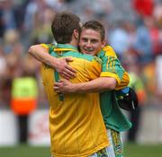 4 August 2007; Meath's Brendan Murphy, left, and Chris O'Connor congratulate each other after the game. Bank of Ireland Football Championship Quarter Final, Tyrone v Meath, Croke Park, Dublin. Picture Credit; Stephen McCarthy / SPORTSFILE