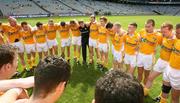 4 August 2007; Antrim manager Jody Gormley gives his team talk before the game. Tommy Murphy Cup Final, Wicklow v Antrim, Croke Park, Dublin. Picture credit; Oliver McVeigh / SPORTSFILE