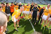 4 August 2007; Antrim's Joe Quinn talks to his fellow players before the game. Tommy Murphy Cup Final, Wicklow v Antrim, Croke Park, Dublin. Picture credit; Oliver McVeigh / SPORTSFILE