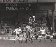 11 August 1985; Jack O'Shea, Kerry, fields a high ball against Monaghan. All-Ireland Football semi-final, Kerry v Monaghan, Croke Park, Dublin. Picture credit; Ray McManus / SPORTSFILE