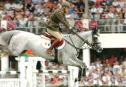 10 August 2007; Comdt. Gerry Flynn, on Mo Chroi, during the Samaung Super League Aga Khan Nations Cup. Failte Ireland Dublin Horse Show, RDS Main Arena, RDS, Dublin. Picture credit; Matt Browne / SPORTSFILE