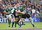 11 August 2007; Brian O'Driscoll, Ireland, in action against Andrew Henderson and Chris Paterson, Scotland. Rugby World Cup Warm Up Game, Scotland v Ireland, Murrayfield, Scotland. Picture credit; Oliver McVeigh / SPORTSFILE