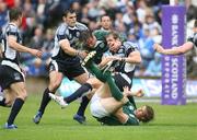 11 August 2007; Rory Lamont, Scotland, in action against Neil Best and Andrew Trimble, Ireland. Rugby World Cup Warm Up Game, Scotland v Ireland, Murrayfield, Scotland. Picture credit; Oliver McVeigh / SPORTSFILE