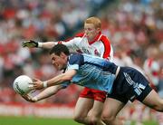 11 August 2007; Ross McConnell, Dublin, in action against Colin Devlin, Derry. Bank of Ireland All-Ireland Senior Football Championship Quarter-Final, Dublin v Derry, Croke Park, Dublin. Picture credit; Brendan Moran / SPORTSFILE