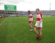 11 August 2007; Derry players Eoin, left, and Paddy Bradley leave the pitch after the game. Bank of Ireland All-Ireland Senior Football Championship Quarter-Final, Dublin v Derry, Croke Park, Dublin. Picture credit; Brendan Moran / SPORTSFILE