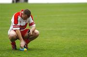 11 August 2007; A dejected Paddy Bradley, Derry, after the game. Bank of Ireland All-Ireland Senior Football Championship Quarter-Final, Dublin v Derry, Croke Park, Dublin. Picture credit; Brendan Moran / SPORTSFILE